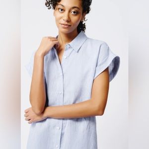 Tahari Relaxed-fit short-sleeve 100% linen shirtdress Size Small NEW WITH TAGS